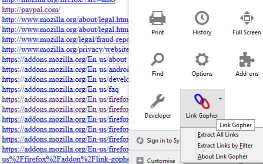 Link Gopher Firefox Extension