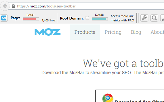 Moz Toolbar Extension for Chrome and Firefox