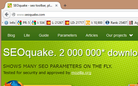 SEOQuake Chrome and Firefox Extension