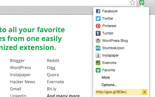 Shareaholic Extension for Chrome and Firefox